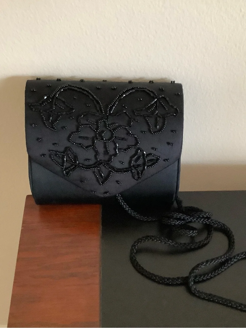 Elegant Black Beaded Evening Clutch - Women's Formal Bag